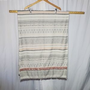 ☆ Striped Nubby Woven Table Runner with Tassels 27" by 70"